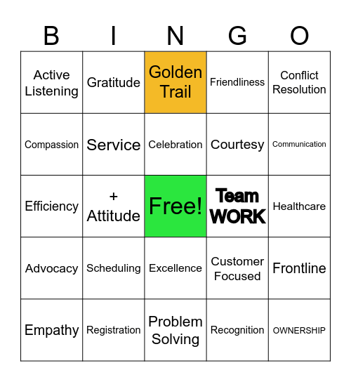 Pt Access (THURSDAY) Bingo Card