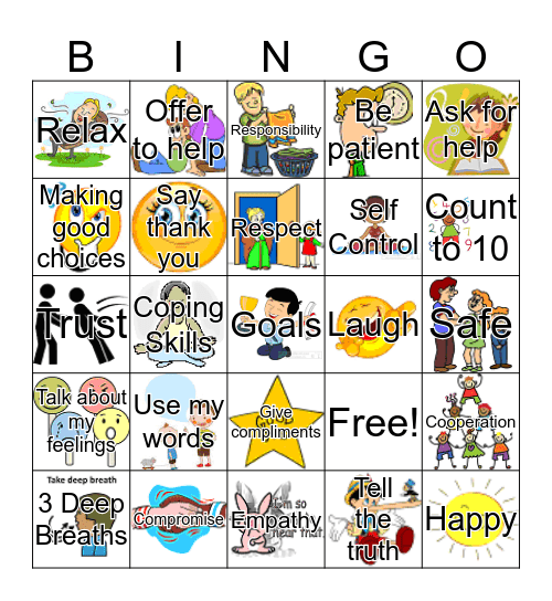 Social Skills Bingo Card