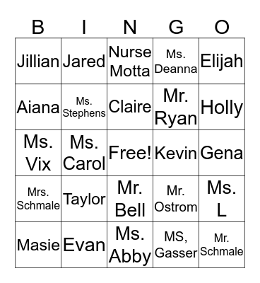 Class Bingo Card