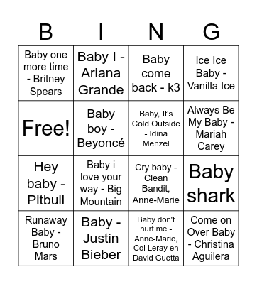 Swingo - Babyshower Cindy Bingo Card