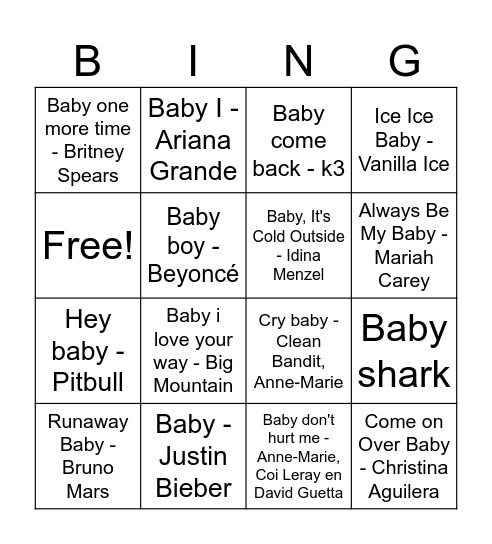Swingo - Babyshower Cindy Bingo Card