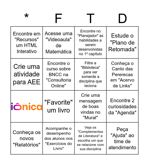 Navegação iônica Bingo Card