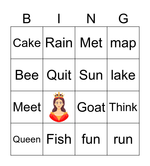 Spelling Bee Bingo Card