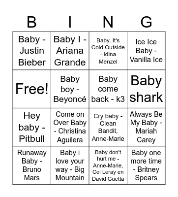 Swingo - Babyshower Cindy Bingo Card