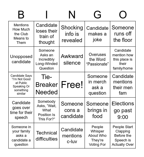 Bingo Night Bingo Card