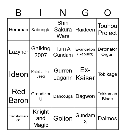 SRW Y Bingo Card
