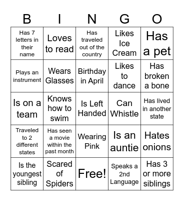 Find Someone Who.... Bingo Card