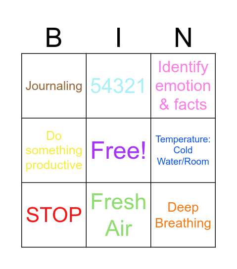 Bin Board Bingo Card