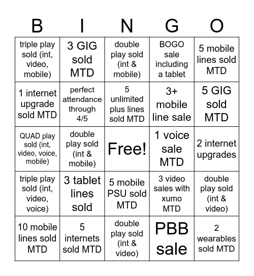 APRIL BINGO - WEEK 1 Bingo Card