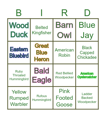 Birds Bingo Card
