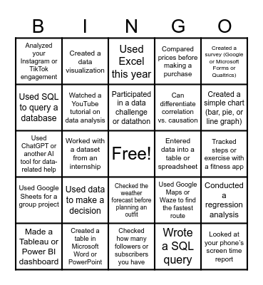 Data Tribe Bingo Card