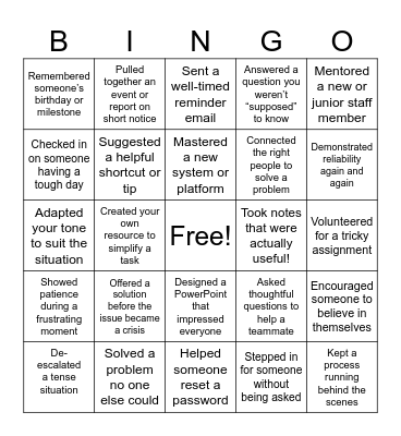 Administrative Professionals Day 2025 Bingo Card