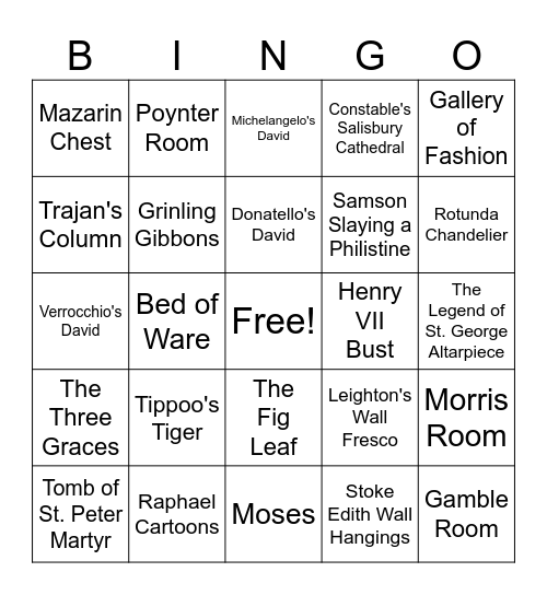 V&A Bingo Card Bingo Card