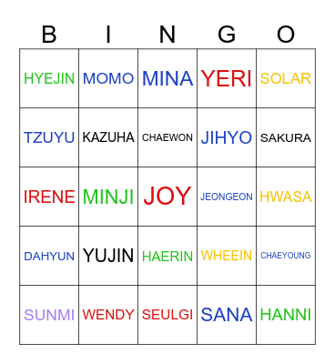 Kpop 2 Bingo Card