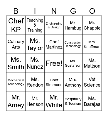 Capstone Bingo Card