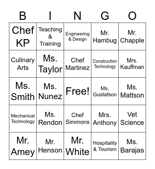 Capstone Bingo Card