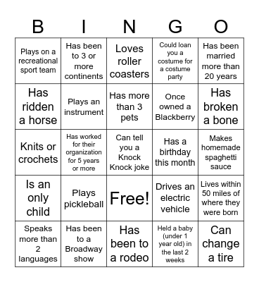 Leadership Institute Bingo Card