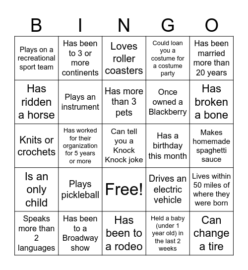 Leadership Institute Bingo Card