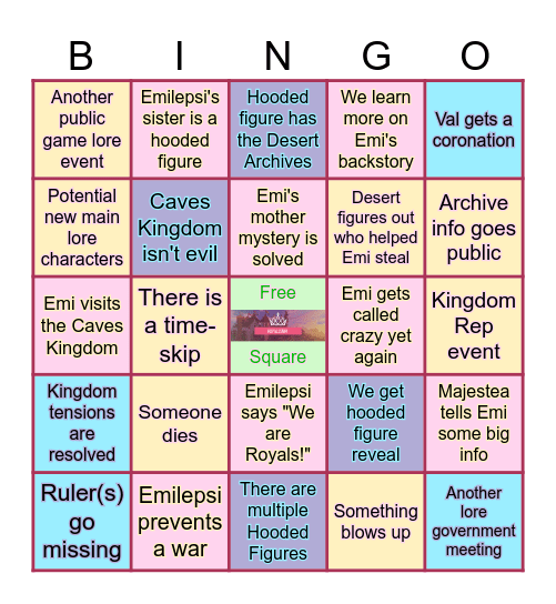 RSMP Season Two Theories Bingo Card