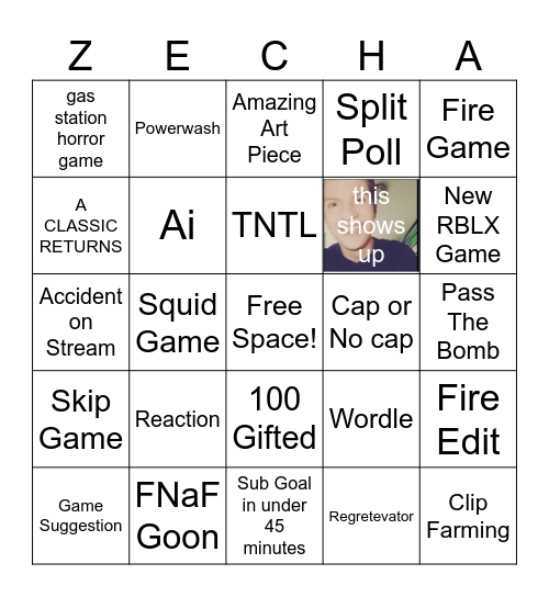 ZACH BINGO!!! Bingo Card