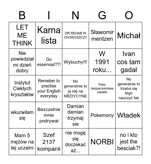 The besciak bingo Card