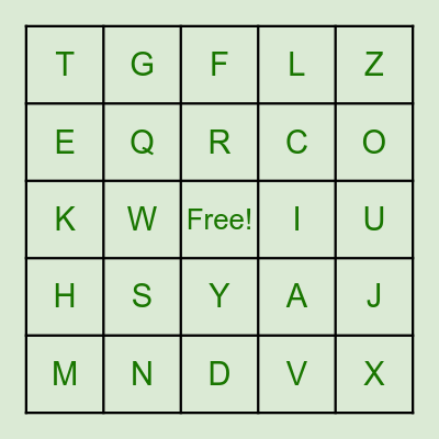 ALPHABET REVIEW Bingo Card