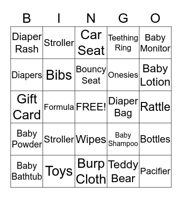 Baby Bingo Card
