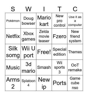 Switch 2 Bingo Card