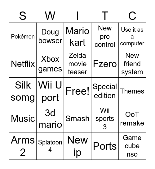 Switch 2 Bingo Card