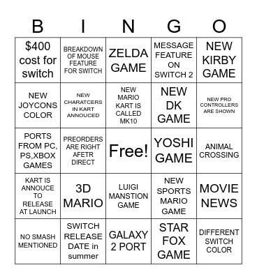 4/2 DIRECT Bingo Card