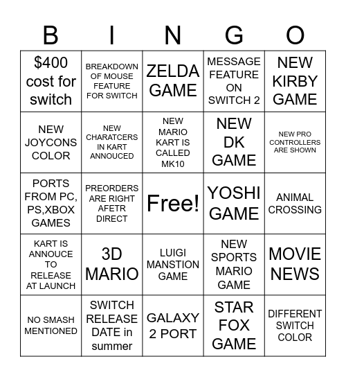 4/2 DIRECT Bingo Card