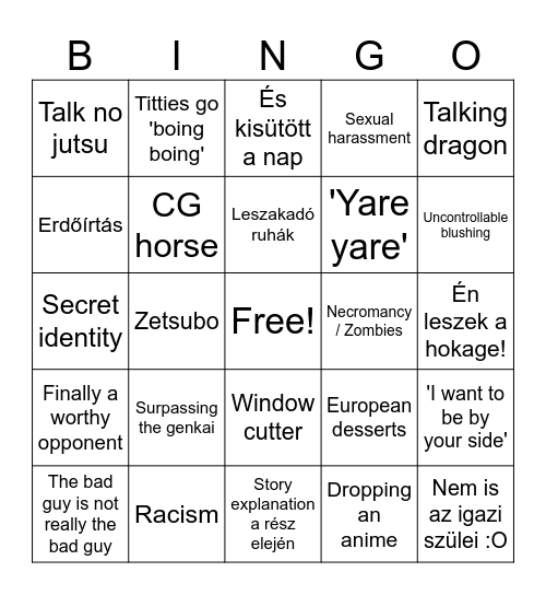 Anime BINGO2025 Spring Bingo Card