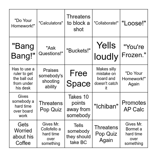 Mr. Tanaka Bingo Card