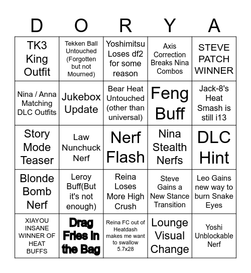 Season 2 Bingo Card