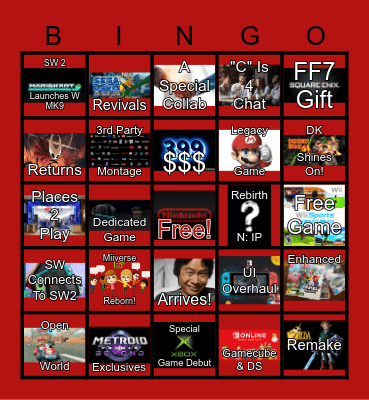 Nintendo Switch 2 Direct Bingo Card