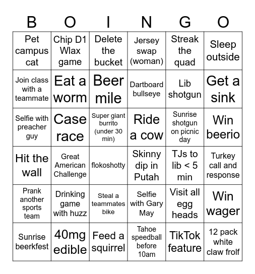 BOINGO Bingo Card