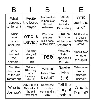 Get to know the Bible Bingo Card