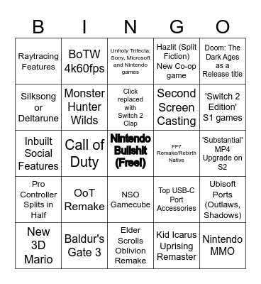 Switch 2 Direct Bingo Card