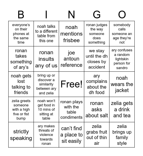 Bingo :) Bingo Card