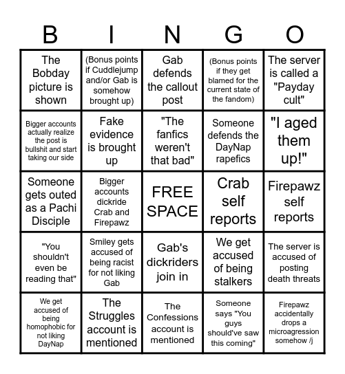 Critter Crew Callout Bingo Card