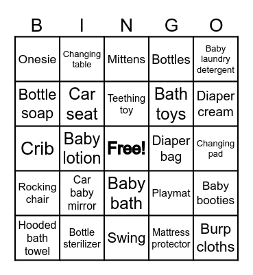 Baby Gift Bingo Card