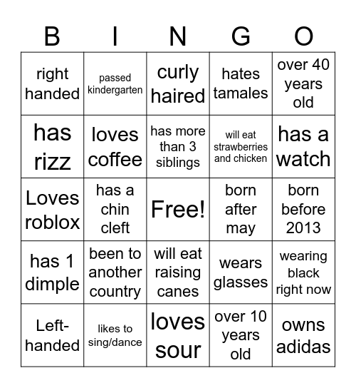 Who has this? Bingo Card