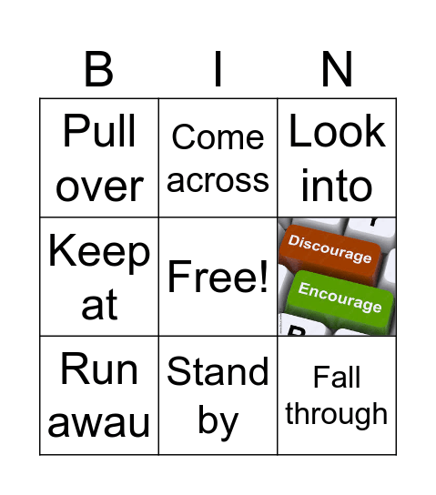 Phrasal verbs Bingo Card
