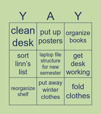Spring Clean Bingo Card