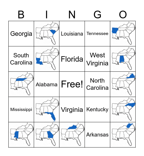 Southeast Region Bingo Card