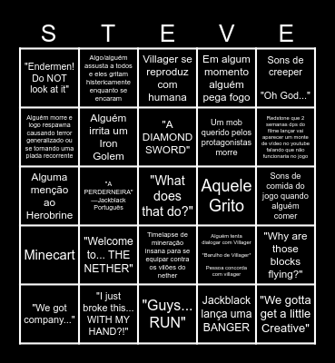 A Minecraft Movie Bingo Card