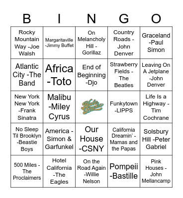 Oh, The Places You'll Go Music Bingo with Nate Sacks! Bingo Card