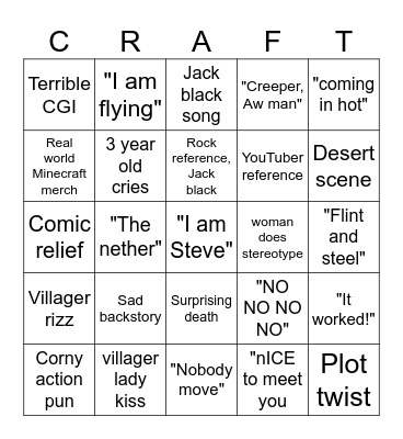 MineCraft Bingo Card