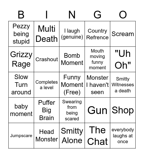 Smitty REPO Bingo Card