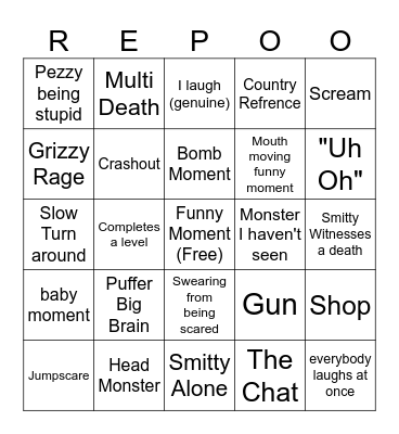 Smitty REPO Bingo Card